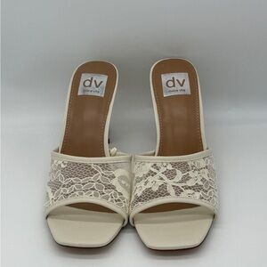 DV Dolce Vita Cream Lace Open Toe Sandals Heels Wedding Prom Formal Size 8